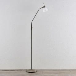 LAMPENWELT LED Lampadaire 'Gwendolin' En Métal Pour Salon & Salle à Manger - Blanc Albâtre, Nickel Satiné -Lampadaire Soldes 2022 10761328 3