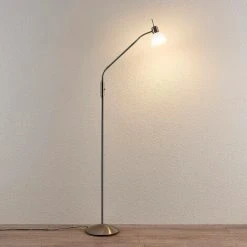 LAMPENWELT LED Lampadaire 'Gwendolin' En Métal Pour Salon & Salle à Manger - Blanc Albâtre, Nickel Satiné -Lampadaire Soldes 2022 10761328 4