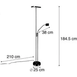 QAZQA Jazzy - LED Dimmable Lampadaire Eclairage Indirect Moderne Variateur Inclus - 1 Lumière - H 1845 Mm - Acier - Design,Moderne - Éclairage Intérieur - Salon - Acier -Lampadaire Soldes 2022 11227174 4
