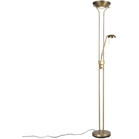 QAZQA Diva - LED Dimmable Lampadaire Eclairage Indirect Moderne Variateur Inclus - 1 Lumière - H 1800 Mm - Bronze - Moderne - Éclairage Intérieur - Salon I Chambre I Cuisine I Salle à Manger - Bronze 3 QAZQA Diva - LED Dimmable Lampadaire Eclairage Indirect Moderne Variateur Inclus - 1 Lumière - H 1800 Mm - Bronze - Moderne - Éclairage Intérieur - Salon I Chambre I Cuisine I Salle à Manger - Bronze