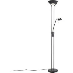 QAZQA Diva - LED Dimmable Lampadaire Eclairage Indirect Moderne Variateur Inclus - 2 Lumière - H 1800 Mm - Noir - Moderne - Éclairage Intérieur - Salon I Chambre I Cuisine I Salle à Manger - Noir