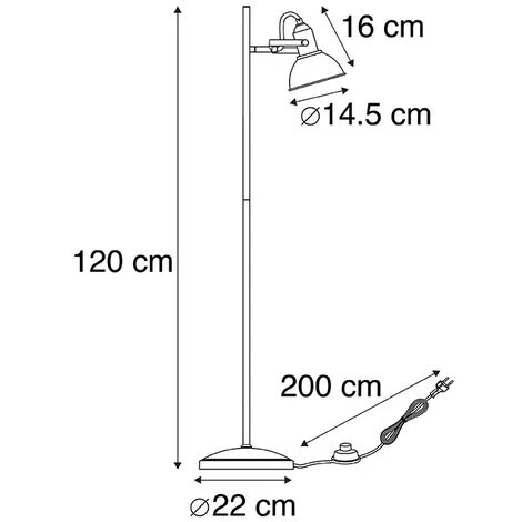 QAZQA Tommy - Lampadaire Rustique - 1 Lumière - H 1200 Mm - Anthracite - Rustique - Éclairage Intérieur - Salon I Chambre I Cuisine I Salle à Manger - Anthracite 6 QAZQA Tommy - Lampadaire Rustique - 1 Lumière - H 1200 Mm - Anthracite - Rustique - Éclairage Intérieur - Salon I Chambre I Cuisine I Salle à Manger - Anthracite – Image 4