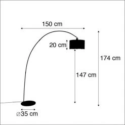 QAZQA Vinossa - Lampe Arquée Moderne - 1 Lumière - H 1740 Mm - Noir - Moderne - Éclairage Intérieur - Salon - Noir -Lampadaire Soldes 2022 11227907 4
