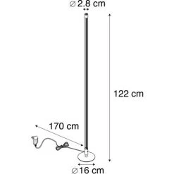 QAZQA Line-up - LED Dimmable Lampadaire Moderne Variateur Inclus - 1 Lumière - H 1220 Mm - Chrome - Moderne - Éclairage Intérieur - Salon I Chambre I Cuisine I Salle à Manger - Chrome -Lampadaire Soldes 2022 11280328 4