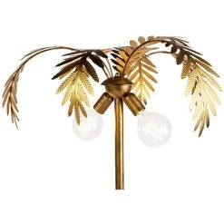 QAZQA - Lampadaire Rétro - 2 Lumière - H 1560 Mm - Doré/Laiton - Rétro - Éclairage Intérieur - Salon I Chambre I Cuisine I Salle à Manger - Doré/Laiton -Lampadaire Soldes 2022 11717296 3