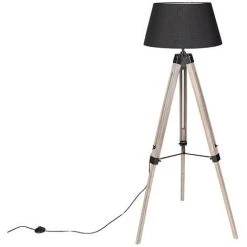 QAZQA Rio Fl - Lampe De Table Trépied/tripode Industriel - 1 Lumière - H 1440 Mm - Marron - Rustique - Éclairage Intérieur - Salon I Chambre I Cuisine I Salle à Manger - Marron