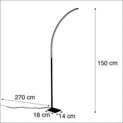 QAZQA Stylish Fl - LED Dimmable Lampadaire Moderne Variateur Inclus - 1 Lumière - H 1500 Mm - Acier - Design,Moderne - Éclairage Intérieur - Salon I Chambre I Cuisine I Salle à Manger - Acier -Lampadaire Soldes 2022 11884372 4