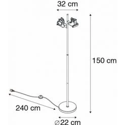 QAZQA Suplux - Lampadaire Industriel - 2 Lumière - H 1500 Mm - Anthracite - Rustique - Éclairage Intérieur - Salon I Chambre I Cuisine I Salle à Manger - Anthracite -Lampadaire Soldes 2022 11884534 4