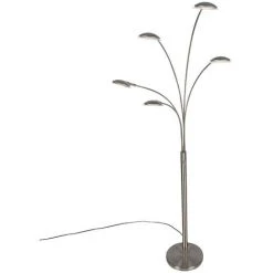 QAZQA Sixties - LED Dimmable Lampadaire Design Variateur Inclus - 5 Lumière - H 1800 Mm - Acier - Design - Éclairage Intérieur - Salon I Chambre - Acier -Lampadaire Soldes 2022 12013921 5