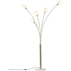 QAZQA Sixties Marmo - Lampadaire Design - 5 Lumière - H 2155 Mm - Doré/Laiton - Moderne,Design - Éclairage Intérieur - Salon I Chambre - Doré/Laiton -Lampadaire Soldes 2022 12013936 2