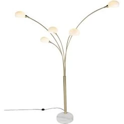 QAZQA Sixties Marmo - Lampadaire Design - 5 Lumière - H 2155 Mm - Doré/Laiton - Moderne,Design - Éclairage Intérieur - Salon I Chambre - Doré/Laiton -Lampadaire Soldes 2022 12013936 4