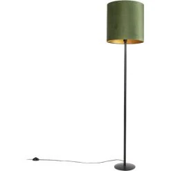 QAZQA Simplo Fl - Lampadaire Avec Abat-jour Rustique - 1 Lumière - H 1780 Mm - Vert - Rustique - Éclairage Intérieur - Salon I Chambre I Cuisine I Salle à Manger - Vert