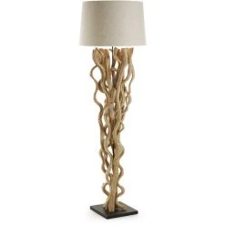 Kave Home - Lampadaire Nuba Blache En Bois Recyclé Et 100% Coton - Naturel