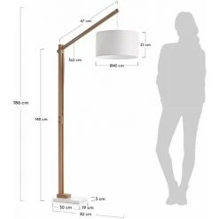 Kave Home - Lampadaire Riaz Blache En Bois Massif De Hêtre, Base En Acier Et 100% Coton - Blanc -Lampadaire Soldes 2022 12369785 3