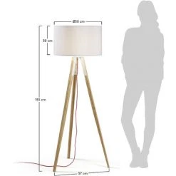 Kave Home - Lampadaire Iguazu Blache En Bois Massif De Pin Et 100% Coton - Blanc -Lampadaire Soldes 2022 12437481 3