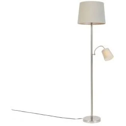 QAZQA Retro - Lampadaire Avec Bras Flexible Classique/Antique - 1 Lumière - H 1580 Mm - Gris - Classique/Antique - Éclairage Intérieur - Salon I Chambre I Cuisine I Salle à Manger - Gris