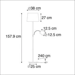 QAZQA Retro - Applique Murale Avec Bras Flexible Classique/Antique - 1 Lumière - H 1579 Mm - Blanc - Classique/Antique - Éclairage Intérieur - Salon I Chambre I Cuisine I Salle à Manger - Blanc -Lampadaire Soldes 2022 12721206 4