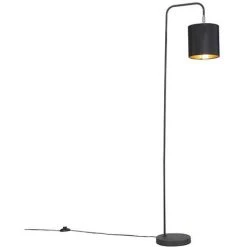 QAZQA Lofty - Lampadaire Avec Abat-jour Moderne - 1 Lumière - H 1405 Mm - Noir - Moderne - Éclairage Intérieur - Salon I Chambre - Noir