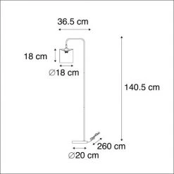 QAZQA Lofty - Lampadaire Avec Abat-jour Moderne - 1 Lumière - H 1405 Mm - Noir - Moderne - Éclairage Intérieur - Salon I Chambre - Noir -Lampadaire Soldes 2022 12939162 4