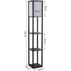 HOMCOM Lampadaire étagère Lampe étagère 26L X 26l X 160H Cm 3 étagères 4 Niveaux MDF Noir - Noir -Lampadaire Soldes 2022 12980843 3