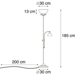 QAZQA Dallas - Lampadaire Avec Lampe De Lecture Rustique - 1 Lumière - H 1850 Mm - Brun Rouille - Rustique - Éclairage Intérieur - Salon - Brun Rouille -Lampadaire Soldes 2022 13262558 4