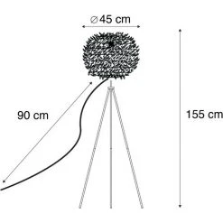 QAZQA Feather - Lampe De Table Trépied/tripode Moderne - 1 Lumière - H 1550 Mm - Blanc - Moderne - Éclairage Intérieur - Salon I Chambre I Cuisine I Salle à Manger - Blanc -Lampadaire Soldes 2022 13327712 4