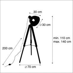 QAZQA Laos - Lampe De Table Trépied/tripode Industriel - 1 Lumière - H 1440 Mm - Marron - Rustique - Éclairage Intérieur - Salon I Chambre I Cuisine I Salle à Manger - Marron -Lampadaire Soldes 2022 13327713 4
