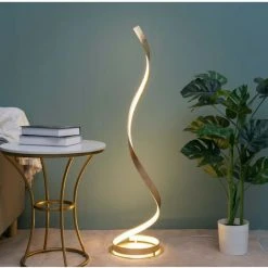 KOSILUM Lampadaire Salon Ondulé Feuille Dorée - Millenium - Doré / Laiton