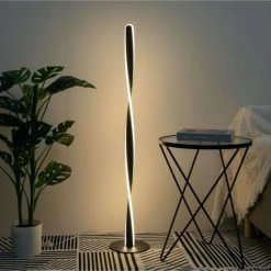 KOSILUM Lampadaire H120 Cm Torsade Noir LED - Kazan - Noir