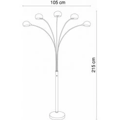 ETC-SHOP Lampadaire Dimmable Spot En Verre Lampadaire Variateur Dimmer Lampadaire Salon Moderne, Socle En Marbre, 5x E14, LxlxH 110 X 140 X 210 Cm -Lampadaire Soldes 2022 13534886 3