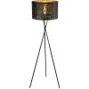 ETC-SHOP Lampadaire Tripode Lampe De Salon Or Noir 3 Pieds Lampadaire Chambre, Textile Métal, 1x E27, DxH 62x160 Cm