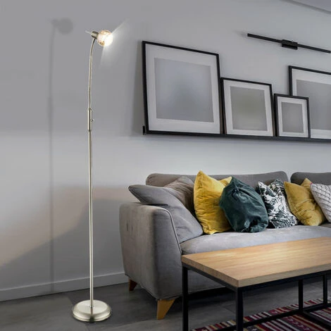 ETC-SHOP Lampadaire Spot Pivotant Lampe De Salon Sur Pied Lampadaire Moderne Verre, Flexo, Argent-métallique, 1x E14, LxH 51 X 154 Cm 4 ETC-SHOP Lampadaire Spot Pivotant Lampe De Salon Sur Pied Lampadaire Moderne Verre, Flexo, Argent-métallique, 1x E14, LxH 51 X 154 Cm – Image 2