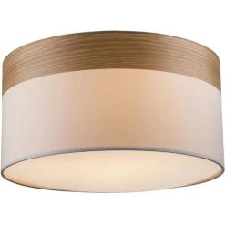 ETC-SHOP Plafonnier Plafonnier Lampe De Salon Rond Bleu Bois Textile Beige, Métal, Tissu, 1x E27, DxH 40x25 Cm, Salle à Manger