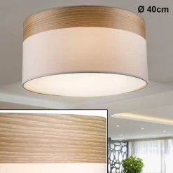 ETC-SHOP Plafonnier Plafonnier Lampe De Salon Rond Bleu Bois Textile Beige, Métal, Tissu, 1x E27, DxH 40x25 Cm, Salle à Manger -Lampadaire Soldes 2022 13635617 3