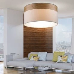 ETC-SHOP Plafonnier Plafonnier Lampe De Salon Rond Bleu Bois Textile Beige, Métal, Tissu, 1x E27, DxH 40x25 Cm, Salle à Manger -Lampadaire Soldes 2022 13635617 4