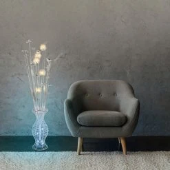 ETC-SHOP Lampadaire Lampadaire Lampadaire Lampadaire Chambre, Changeur De Couleur RVB, Argent Chromé, 6x LED RVB 1 Watt 430 Lumens Blanc Chaud, DxH 45x148 Cm -Lampadaire Soldes 2022 13636429 3