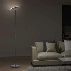 ETC-SHOP Lampadaire Lampadaire LED Uplighter Lampadaire Salon Variateur Avec Spot Orientable, Métal Noir, 1x LED 22W 1700 Lm Blanc Chaud, H 181 Cm -Lampadaire Soldes 2022 13637237 3