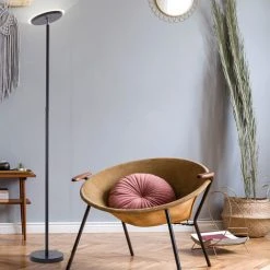 ETC-SHOP Lampadaire Lampadaire LED Uplighter Lampadaire Salon Variateur Avec Spot Orientable, Métal Noir, 1x LED 22W 1700 Lm Blanc Chaud, H 181 Cm -Lampadaire Soldes 2022 13637237 5