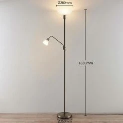 LINDBY LED Lampadaire 'Jost' En Métal Pour Salon & Salle à Manger - Nickel Satiné, Blanc Givré -Lampadaire Soldes 2022 13776461 3