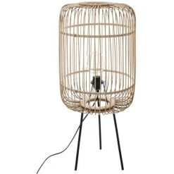 Atmosphera - Lampadaire En Bambou Trépied En Métal H 73.5 Cm - Bambou