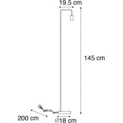 QAZQA Facil - Lampadaire Moderne - 1 Lumière - H 1450 Mm - Noir - Moderne - Éclairage Intérieur - Salon I Chambre I Cuisine I Salle à Manger - Noir -Lampadaire Soldes 2022 14455569 4