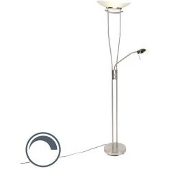 QAZQA Lexus - LED Dimmable Lampadaire Avec Lampe De Lecture Moderne Variateur Inclus - 1 Lumière - H 1800 Mm - Acier - Moderne - Éclairage Intérieur - Salon I Chambre - Acier