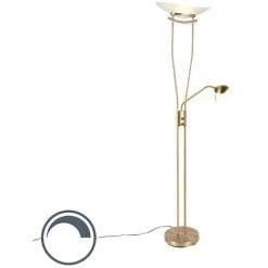 QAZQA Lexus - LED Dimmable Lampadaire Avec Lampe De Lecture Moderne Variateur Inclus - 1 Lumière - H 1800 Mm - Bronze - Moderne - Éclairage Intérieur - Salon I Chambre - Bronze