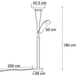QAZQA Lexus - LED Dimmable Lampadaire Avec Lampe De Lecture Moderne Variateur Inclus - 1 Lumière - H 1800 Mm - Bronze - Moderne - Éclairage Intérieur - Salon I Chambre - Bronze -Lampadaire Soldes 2022 14868095 4