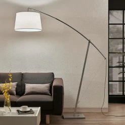 LUCANDE Lampadaire 'Nevika' En Textile Pour Chambre à Coucher - Blanc, Chromé, Argenté -Lampadaire Soldes 2022 14901923 3