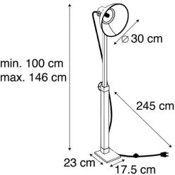 QAZQA Mangoes - Lampadaire Industriel - 1 Lumière - H 1460 Mm - Anthracite - Rustique - Éclairage Intérieur - Salon I Chambre - Anthracite -Lampadaire Soldes 2022 15114021 4