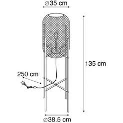 QAZQA Bliss_mesh - Lampadaire Moderne - 1 Lumière - H 1350 Mm - Noir - Moderne - Éclairage Intérieur - Salon I Chambre - Noir -Lampadaire Soldes 2022 15344798 4