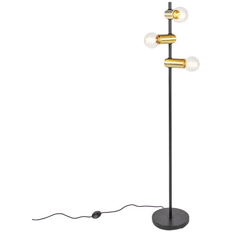 QAZQA Facil - Lampadaire Moderne - 3 Lumière - H 1460 Mm - Doré/Laiton - Moderne - Éclairage Intérieur - Salon I Chambre - Doré/Laiton 3 QAZQA Facil - Lampadaire Moderne - 3 Lumière - H 1460 Mm - Doré/Laiton - Moderne - Éclairage Intérieur - Salon I Chambre - Doré/Laiton