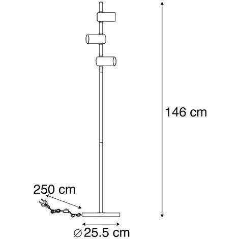 QAZQA Facil - Lampadaire Moderne - 3 Lumière - H 1460 Mm - Doré/Laiton - Moderne - Éclairage Intérieur - Salon I Chambre - Doré/Laiton 6 QAZQA Facil - Lampadaire Moderne - 3 Lumière - H 1460 Mm - Doré/Laiton - Moderne - Éclairage Intérieur - Salon I Chambre - Doré/Laiton – Image 4