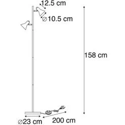 QAZQA Magno - Lampadaire Moderne - 2 Lumière - H 1580 Mm - Noir - Moderne - Éclairage Intérieur - Salon I Chambre - Noir -Lampadaire Soldes 2022 15687700 4